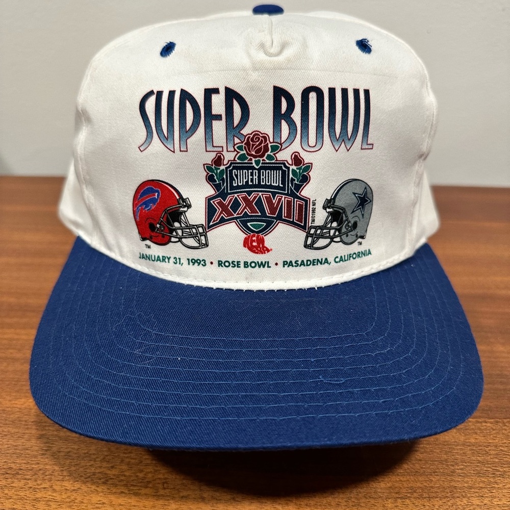 Vintage New Era Super Bowl XXVII Buffalo Bills Dallas Cowboys White and Blue Hat